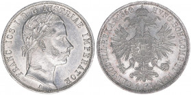 Franz Joseph I. 1848-1916
1 Gulden, 1860 A. Wien
12,35g
ANK 28
vz/stfr
