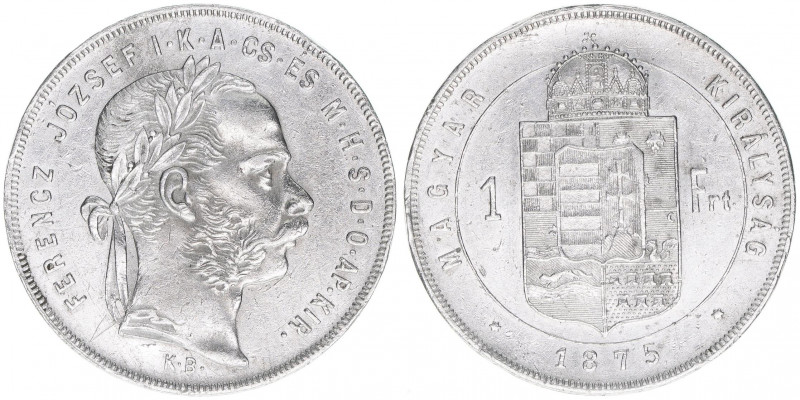 Franz Joseph I. 1848-1916
1 Forint, 1875 KB. Kremnitz
12,32g
ANK 93
vz-