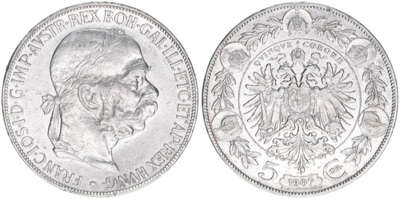 Franz Joseph I. 1848-1916
5 Kronen, 1907. Wien
23,90g
ANK 71
ss