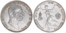 Franz Joseph I. 1848-1916
5 Kronen, 1908. zum 60-jährigen Regierungsjubiläum
Wien
23,98g
ANK 72
ss
