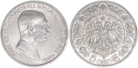 Franz Joseph I. 1848-1916
5 Kronen, 1909. ohne Medaillennamen unter dem Kopfbild (Marschall)
Wien
23,89g
ANK 73
ss