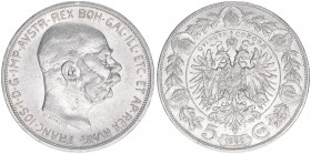 Franz Joseph I. 1848-1916
5 Kronen, 1909. mit Medaillennamen ST.SCHWARTZ unter dem Kopfbild
Wien
23,88g
ANK 74
ss