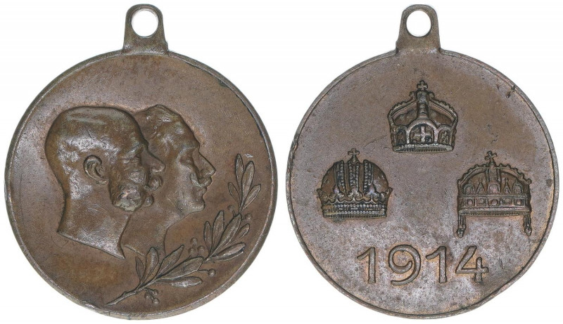 Franz Joseph I. 1848-1916
Medaille mit Trageöse, 1914. 3,55g
vz