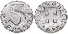 Verkehrsmünze
5 Groschen, 1932. Wien
3,04g
ANK 7
vz-