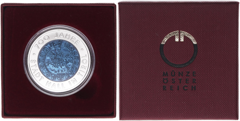 25-Euro Sondergedenkmünzen Bimetall Niob
25 Euro, 2003. 700 Jahre Stadt Hall in ...