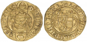 Leonhard von Keutschach 1495-1519
Erzbistum Salzburg. Dukat, 1514. Legende ohne D(ei) G(ratia) - selten
Salzburg
3,52g
Zöttl 31, Probszt 71
vz