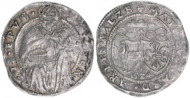 Matthäus Lang von Wellenburg 1519-1540
Erzbistum Salzburg. 10 Kreuzer, 1524. Salzburg
6,01g
Zöttl 242, Probszt 240
vz-
