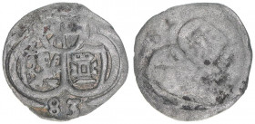 Johann Jakob Khuen von Belasi 1560-1586
Erzbistum Salzburg. 2 Pfennige, (15)83. Salzburg
0,37g
Zöttl 745, Probszt 650
vz