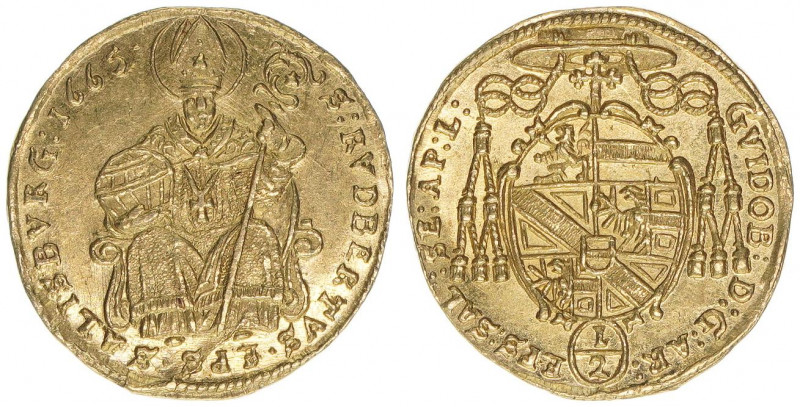 Guidobald Graf Thun-Hohenstein 1654-1668
Erzbistum Salzburg. 1/2 Dukat, 1665. Sa...