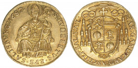 Max Gandolph Graf Kuenburg 1668-1687
Erzbistum Salzburg. Dukat, 1687. in der Legende zusätzlich CARD aufgenommen - sehr selten
Salzburg
3,50g
Zöttl 19...