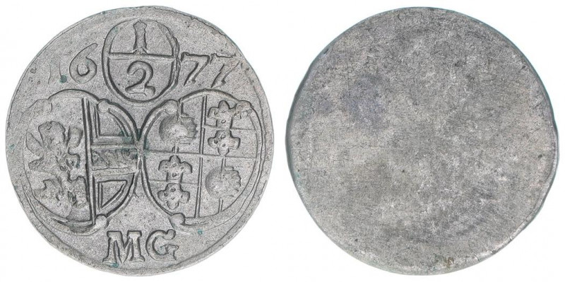 Max Gandolph Graf Kuenburg 1668-1687
Erzbistum Salzburg. 1/2 Kreuzer, 1677. Salz...
