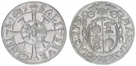 Max Gandolph Graf Kuenburg 1668-1687
Erzbistum Salzburg. 1 Kreuzer, 1685. Salzburg
0,80g
Zöttl 2056, Probszt 1712
vz