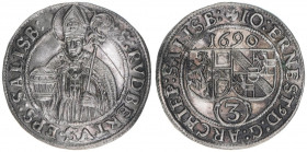 Johann Ernst Graf Thun-Hohenstein 1687-1709
Erzbistum Salzburg. Groschen, 1690. Salzburg
1,57g
Zöttl 2223, Probszt 1859
vz+
