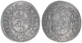 Johann Ernst Graf Thun-Hohenstein 1687-1709
Erzbistum Salzburg. 1/2 Reichsbatzen, 1698. Salzburg
1,10g
Zöttl 2231, Probszt 1867
vz