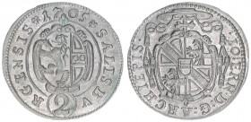 Johann Ernst Graf Thun-Hohenstein 1687-1709
Erzbistum Salzburg. 1/2 Reichsbatzen, 1705. Salzburg
1,15g
Zöttl 2238, Probszt 1874
stfr-