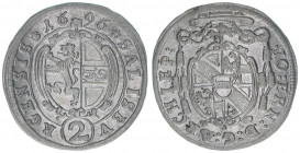 Johann Ernst Graf Thun-Hohenstein 1687-1709
Erzbistum Salzburg. 1/2 Reichsbatzen, 1696. Salzburg
1,15g
Zöttl 2229, Probszt 1865
vz