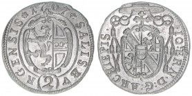 Johann Ernst Graf Thun-Hohenstein 1687-1709
Erzbistum Salzburg. 1/2 Reichsbatzen, 1707. Salzburg
1,18g
Zöttl 2240, Probszt 1876
stfr