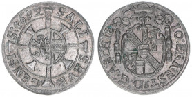 Johann Ernst Graf Thun-Hohenstein 1687-1709
Erzbistum Salzburg. Kreuzer, 1692. Salzburg
0,81g
Zöttl 2248, Probszt 1884
vz