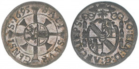 Johann Ernst Graf Thun-Hohenstein 1687-1709
Erzbistum Salzburg. Kreuzer, 1695. Salzburg
0,82g
Zöttl 2251, Probszt 1887
vz