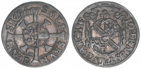 Johann Ernst Graf Thun-Hohenstein 1687-1709
Erzbistum Salzburg. Kreuzer, 1694. Salzburg
0,72g
Zöttl 2250, Probszt 1886
ss+