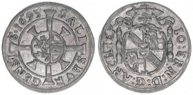 Johann Ernst Graf Thun-Hohenstein 1687-1709
Erzbistum Salzburg. Kreuzer, 1695. Salzburg
0,85g
Zöttl 2251, Probszt 1887
vz/stfr
