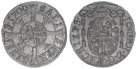 Johann Ernst Graf Thun-Hohenstein 1687-1709
Erzbistum Salzburg. Kreuzer, 1700. Salzburg
0,84g
Zöttl 2256, Probszt 1892
vz