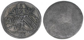 Johann Ernst Graf Thun-Hohenstein 1687-1709
Erzbistum Salzburg. 1/2 Kreuzer, 1699. Salzburg
0,42g
Zöttl 2277, Probszt 1911
ss