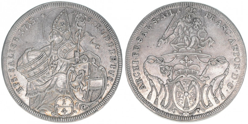 Franz Anton Fürst von Harrach 1709-1727
Erzbistum Salzburg. 1/4 Taler, 1713. Exe...