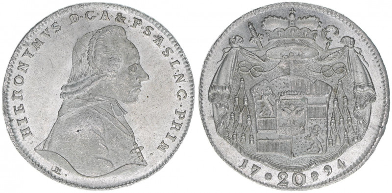 Hieronymus Graf Colloredo 1772-1803
Erzbistum Salzburg. 20 Kreuzer, 1794. Salzbu...