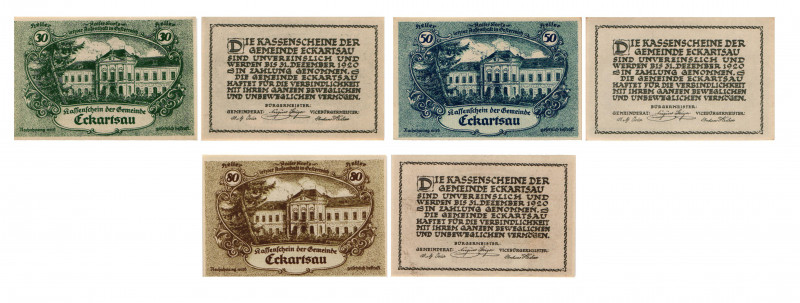 30 Heller, 50 Heller, 80 Heller
Eckartsau. Kodnar, Künstner 149