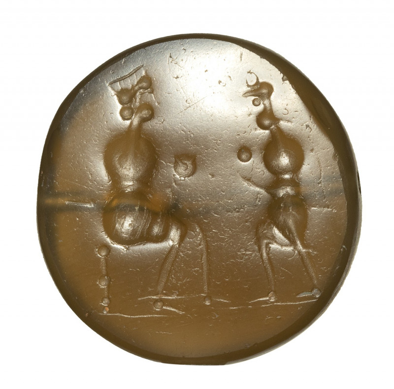 A graeco-persian agate seal. Scene with two characters.

4th century B.C.

D...