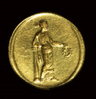 A greek hellenistic gold engraved ring. Allegorical female figure with a lurel wreath.