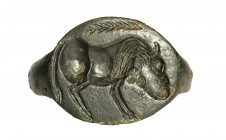 An eastern greek bronze engraved ring. Bull.