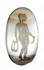 A large roman italic banded agate intaglio. Male figure with attributes.