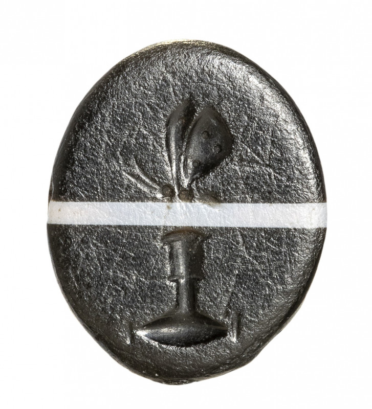 A roman banded agate intaglio. Allegorical emblema with a butterfly.

1st cent...