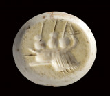 A roman burnt agate intaglio. Warship.