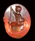 A roman carnelian intaglio. Sea scene.