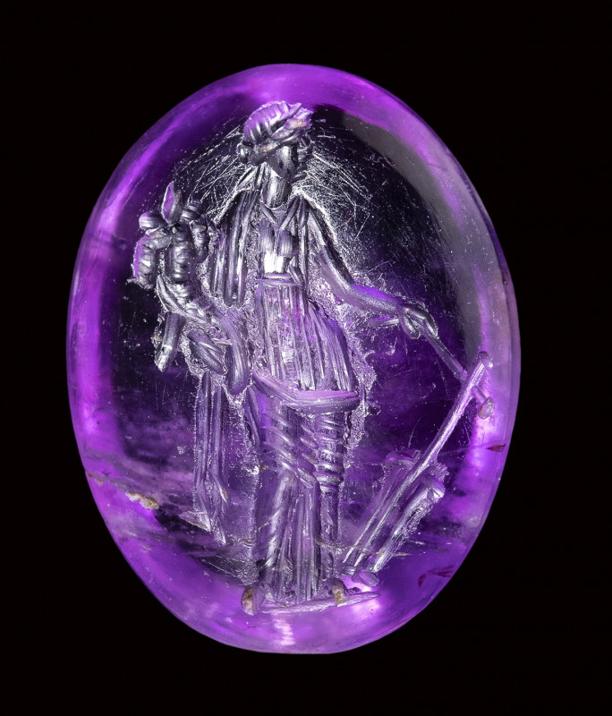 A fine roman amethyst intaglio. Fortuna-Tyche.

1st - 2nd century A.D.

11x1...