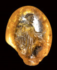A rare roman citrine intaglio. Apollo.