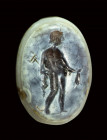 A roman burnt agate intaglio. Mercury.