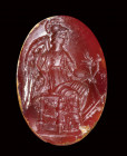 A roman carnelian intaglio. Pantheistic goddess.