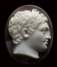 A rare neoclassical onyx cameo signed by Teresa Talani. Head of Apollo.