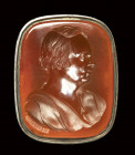 An important carnelian intaglio  set in a silver ring. Portrait of Dr. R. Carmichael by Forster.
