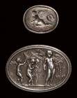 A lot of two silver impressions. Marriage of Eros with Psyche- Winged erote.