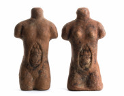 COUPLE OF ROMAN TERRACOTTA VOTIVE TORSOS
4th - 1st centuries BC
height cm 15 each

A couple of torsos, one male the other female, both dissected to sh...