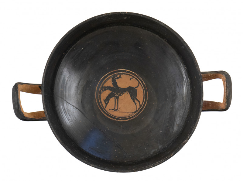 GREEK BLACK-FIGURE KYLIX
Second half of 5th century BC
diam. cm 20,5; height cm ...