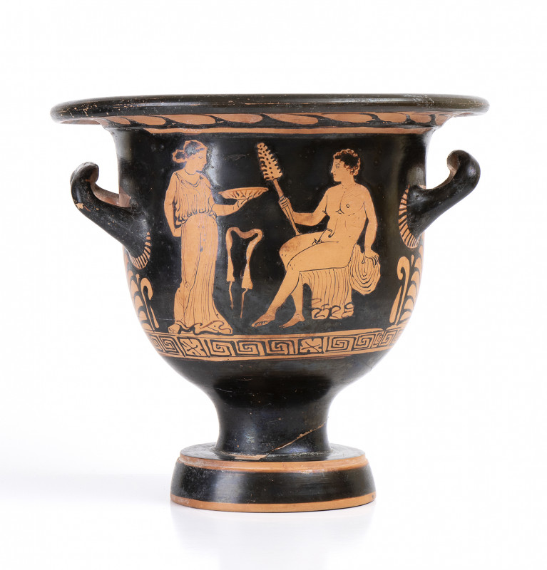 APULIAN RED-FIGURE BELL-KRATER
Attributable to the Dijon Painter, ca. 380 - 360 ...