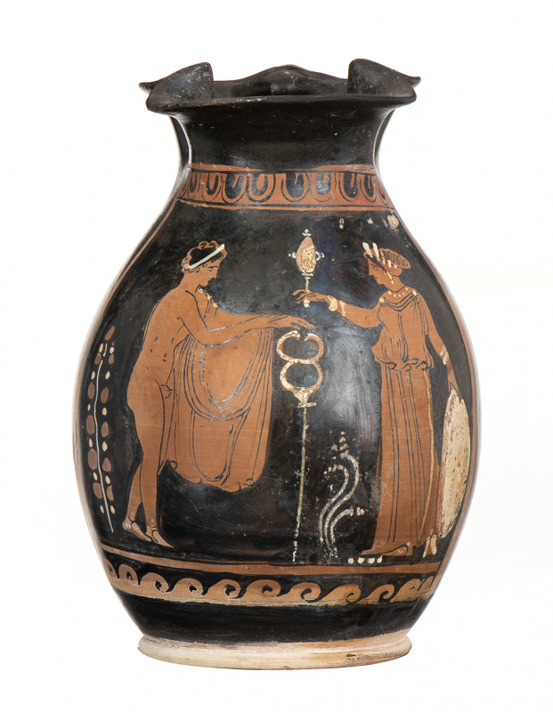APULIAN RED-FIGURE OINOCHOE
Attributable to the Iliupersis Painter, ca. 370 - 35...