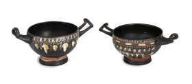 COUPLE OF APULIAN GNATHIA-WARE KYLIKES
Late 4th century BC
diam. max cm 10; height max cm 7,7

Provenance. Private collection, London; acquired in Gen...
