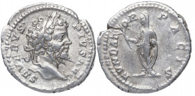 201 d.C. Septimio Severo. Roma. Denario. DS 4124 i.2. Ag. 3,20 g. FVNDATOR PACIS. Emperador togado con rama a izquierda. MBC+. Est.60.